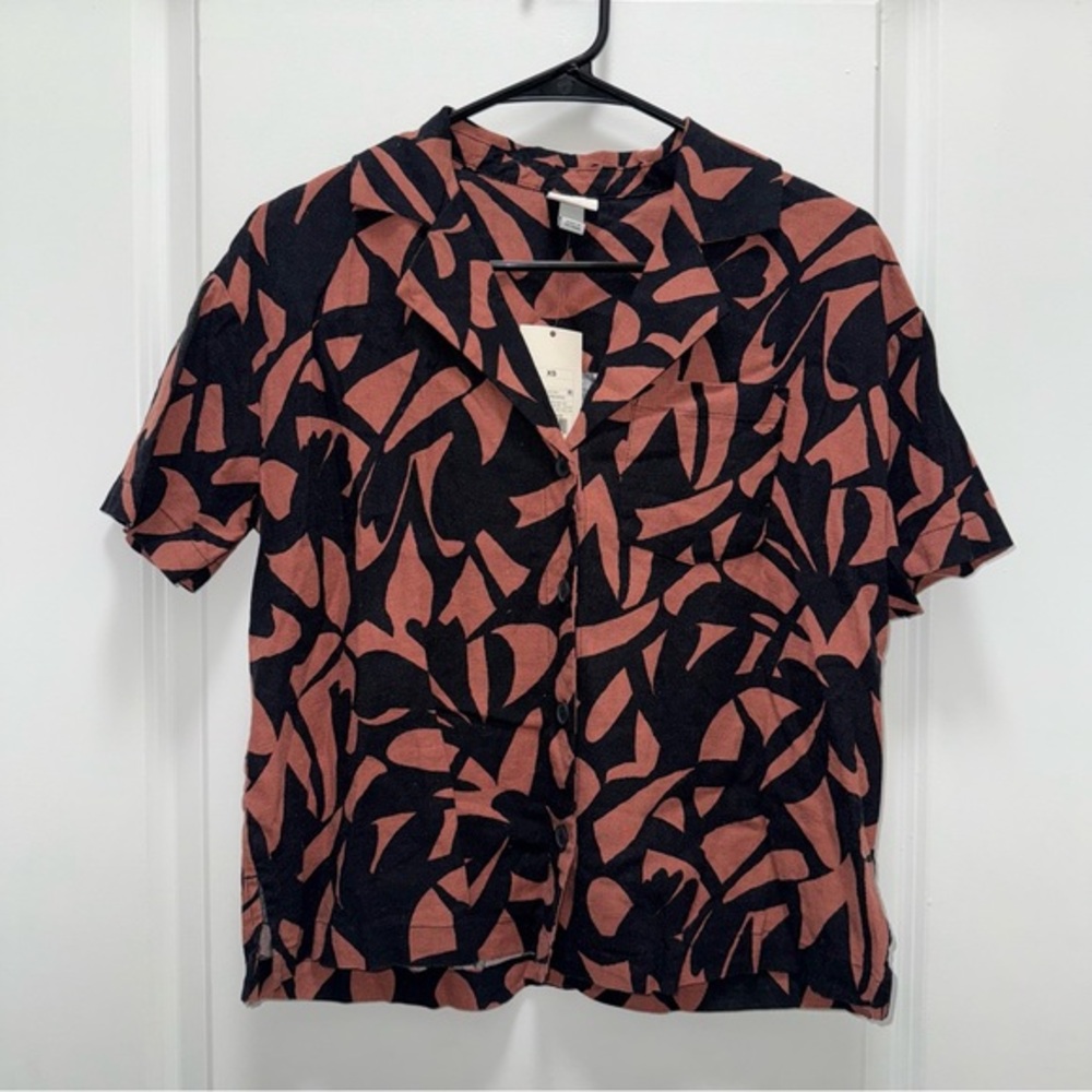 NWT Target A New Day Linen Blend Beachy Button Front Top